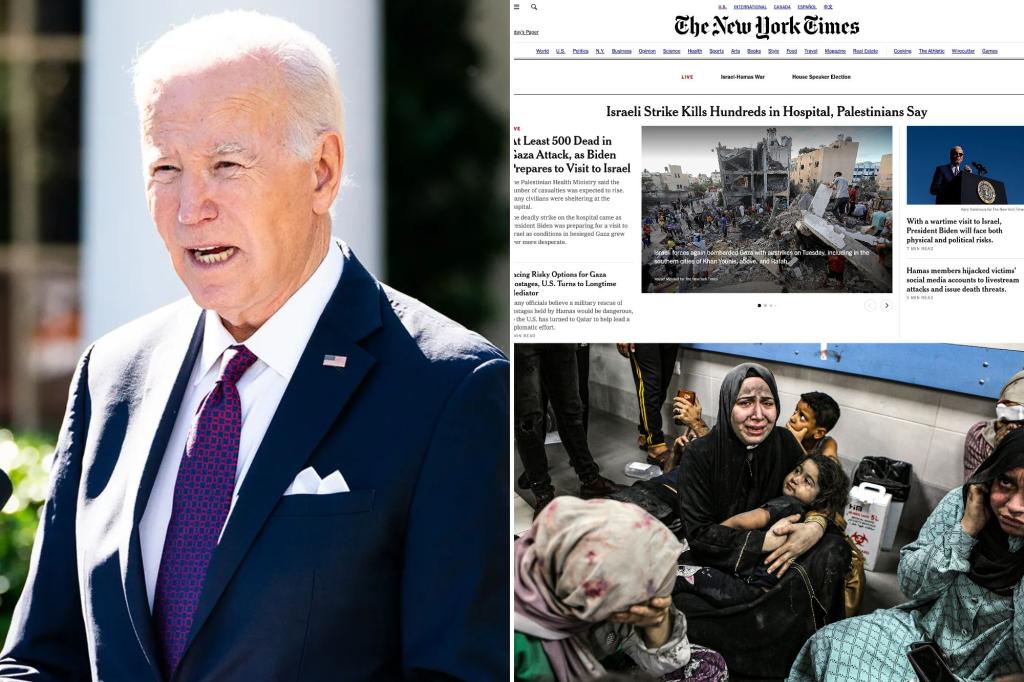 Biden enojado con el New York Times por la cobertura de la explosión en un hospital de Gaza: informe