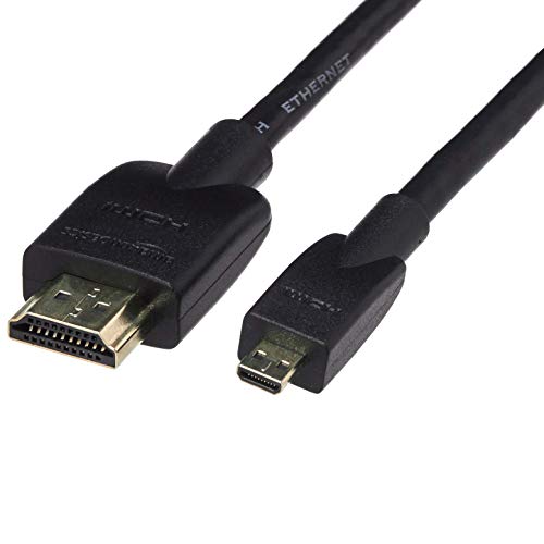 Amazon Basics - Cable Micro HDMI a HDMI, flexible, de 1.8 m, Negro