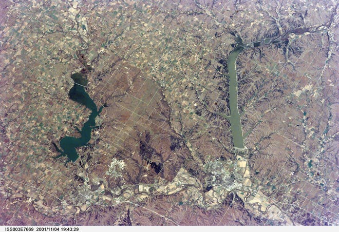 Lagos y embalses cerca de Manhattan, vistos desde la Estación Espacial Internacional.