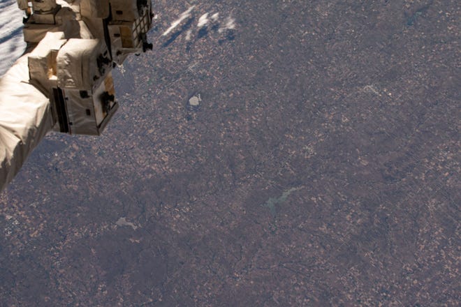 Humedales de Cheyenne Bottoms en Kansas, vistos en la Estación Espacial Internacional.