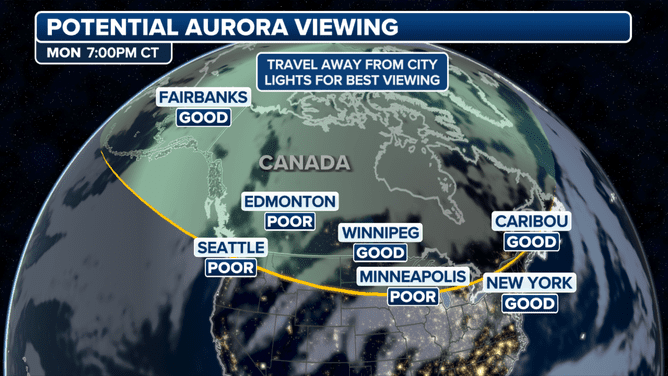 Expectativas de ver la aurora boreal el lunes por la noche, ya que se espera que ocurra una tormenta geomagnética G2.